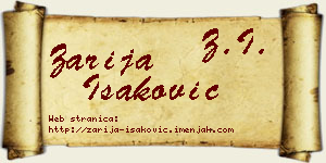 Zarija Isaković vizit kartica